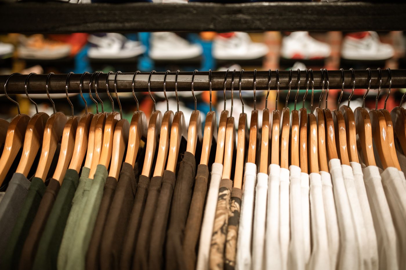 Selection of shirts on hangers